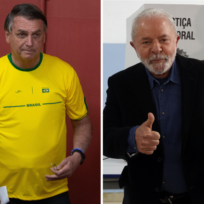 Il presidente di destra in corsa per la rielezione, Jair Bolsonaro (a sinistra) e il leader della sinistra brasiliana Luiz Inácio Lula da Silva