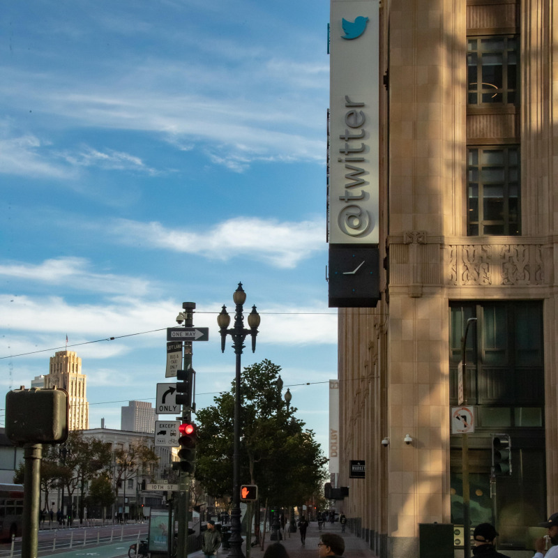 L'esterno del quartier generale di Twitter, a San Francisco