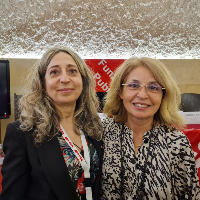 Da s Caterina Tusa, segretaria provinciale Fp Cgil, e Liria Canzoneri, segretaria generale della Cgil di Trapani