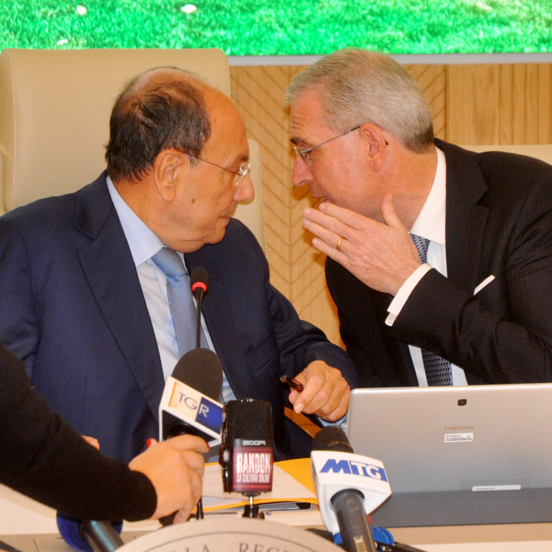Il presidente Schifani con l'assessore Marco Falcone