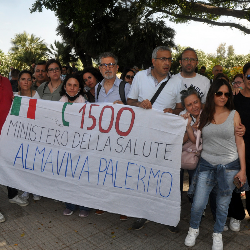 Una protesta di Almaviva (foto Fucarini)
