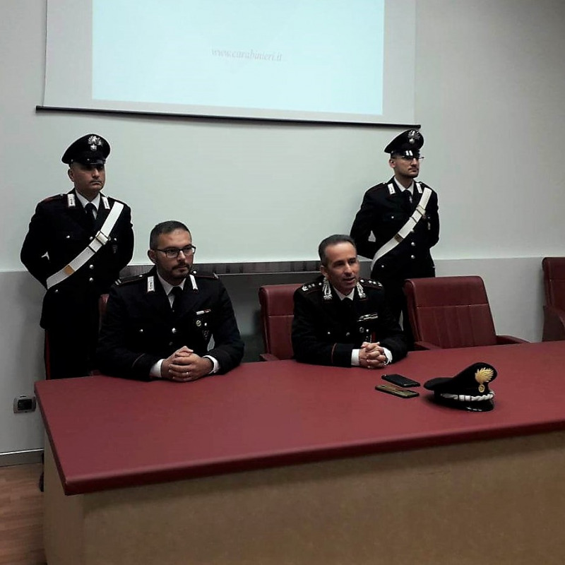 Un momento della conferenza stampa del tenente colonnello Vincenzo Castronovo