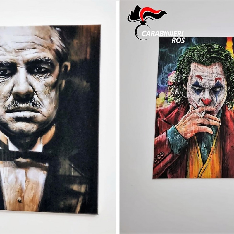 I quadri del Padrino e di Joker trovati nella casa in cui viveva Messina Denaro