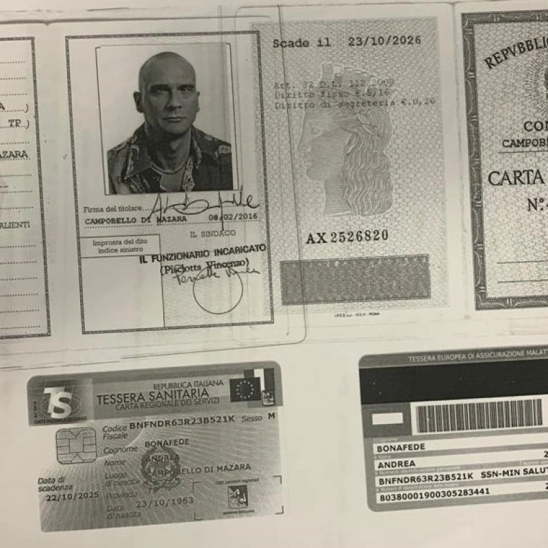 Carta d'identita e tessera sanitaria false usate da Matteo Messina Denaro