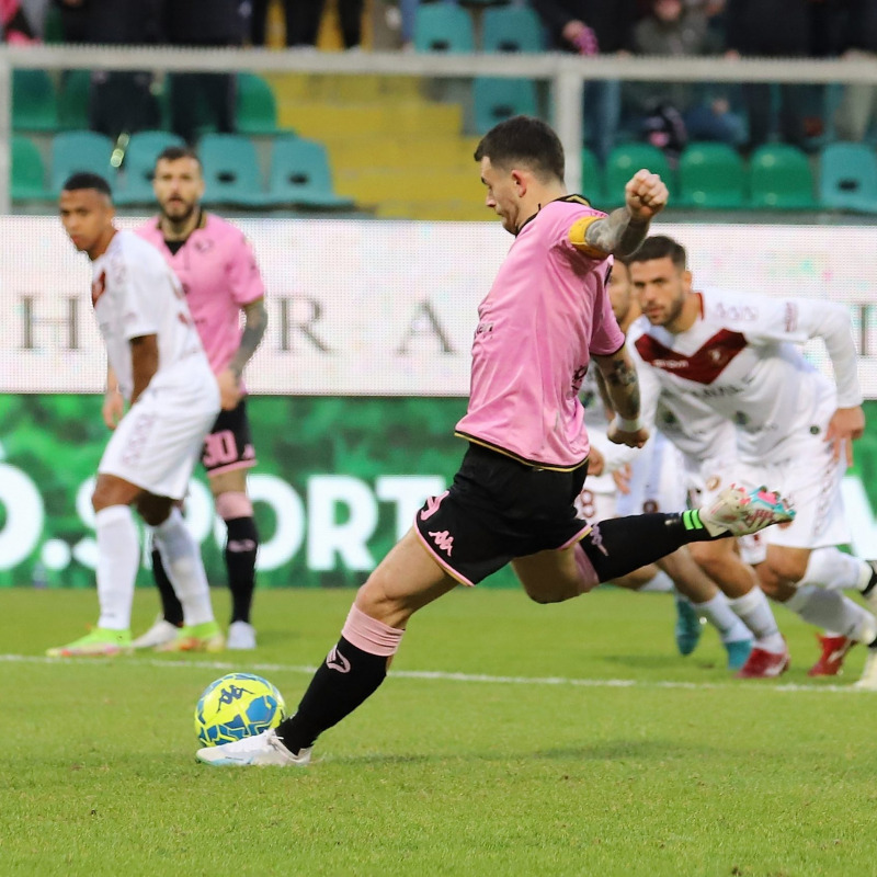 Il rigore trasformato da Brunori, suo ultimo gol realizzato in campionati