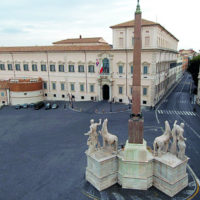 Una veduta panoramica della zona circostante palazzo del Quirinale a Roma