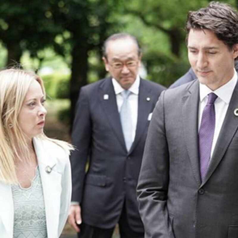 Giorgia Meloni e Justin Trudeau al G7 in Giappone