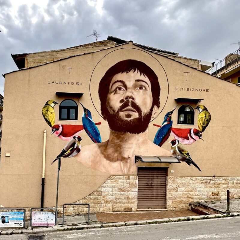 Il murale realizzato a Belmonte Mezzagno