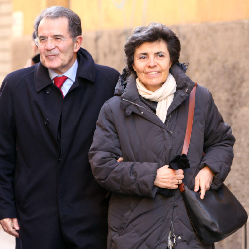 Romano Prodi e assieme alla moglie Flavia Franzoni