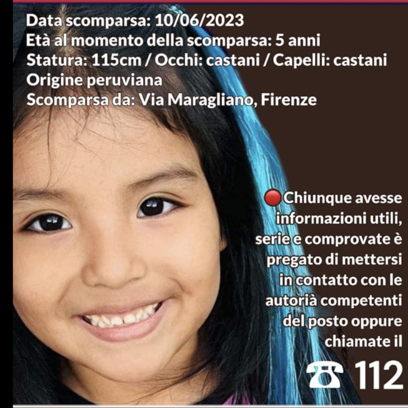 Kata, la peruviana di 5 anni scomparsa a Firenze