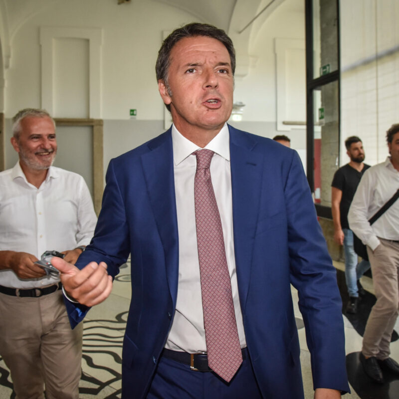 Un momento della conferenza stampa del Leader di Italia Viva Matteo Renzi