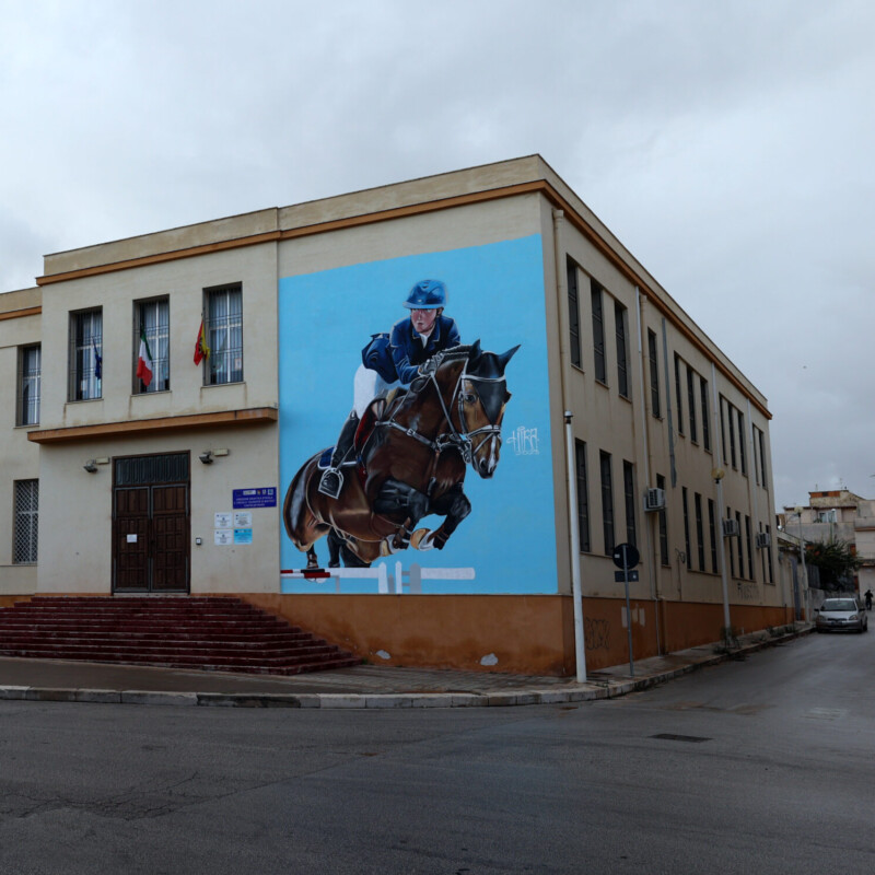 Il murales dedicato al piccolo Di Matteo sui muri di una scuola di Castelvetrano