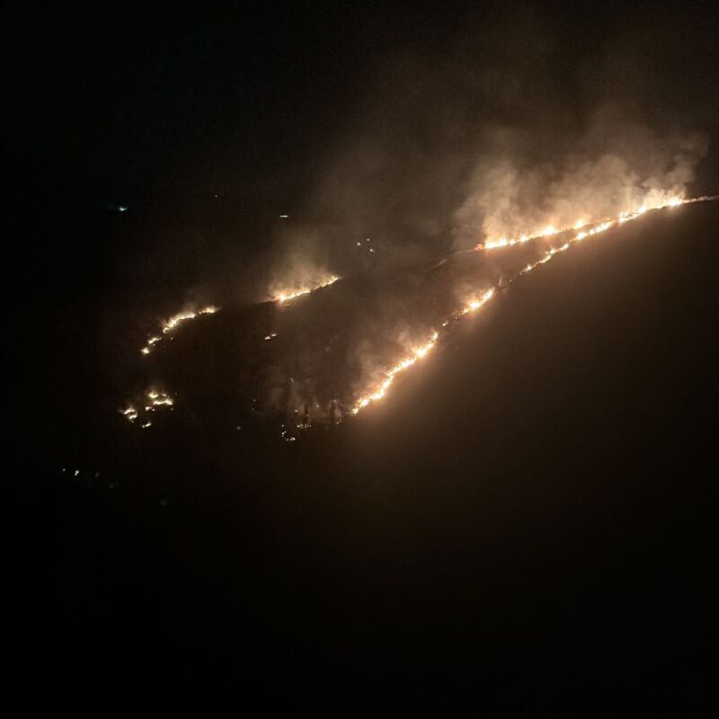 L'incendio che si è sviluppato attorno le colline di Patti, nel Messinese, 30 giugno 2017.ANSA/Domenico Pantaleo