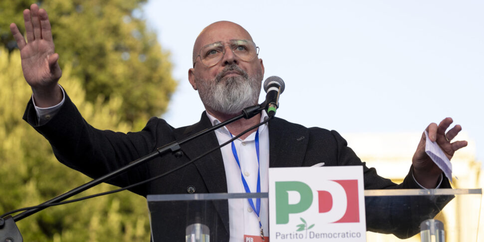 L'intervento di Stefano Bonaccini (foto di Massimo Percossi/Ansa)