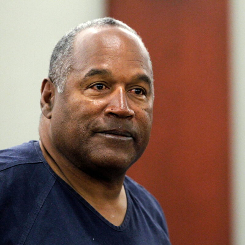 epa11272720 (FILE) O. J. Simpson stands during a break on the second day of evidentiary hearing in Clark County District Court in Las Vegas, Nevada,, USA, 14 May 2013. The former American football running back, who was not found guilty of the deaths of his ex-wife, Nicole Brown Simpson, and her friend Ronald Goldman, has died at the age of 76 after a battle with cancer, his family confirmed on X, formerly known as Twitter on 11 April 2024. EPA/STEVE MARCUS / POOL