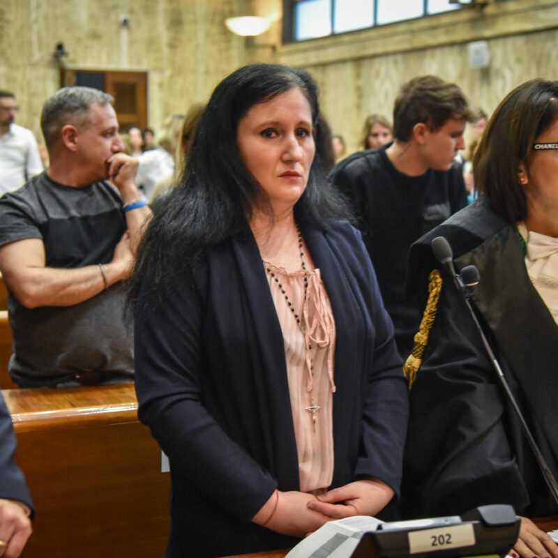 Alessia Pifferi durante l'udienza del processo a suo carico per aver lasciato morire di stenti la figlia Diana, Milano, 13 maggio 2024. ANSA/MATTEO CORNER