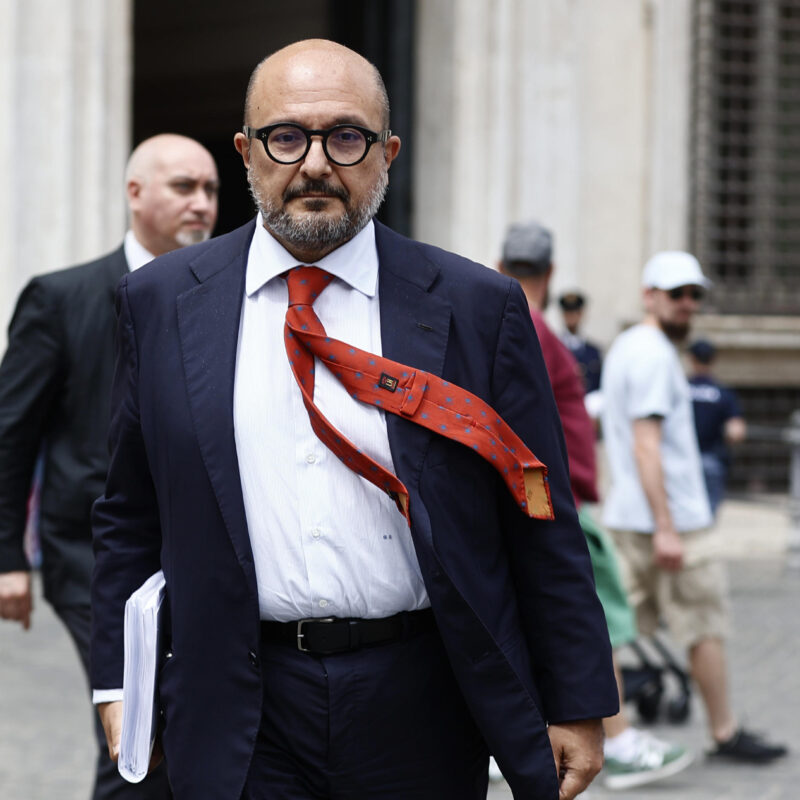 Il ministro della cultura Gennaro Sangiuliano al termine del Consiglio dei Ministri, Roma, 10 giugno 2024, ANSA/VINCENZO LIVIERI