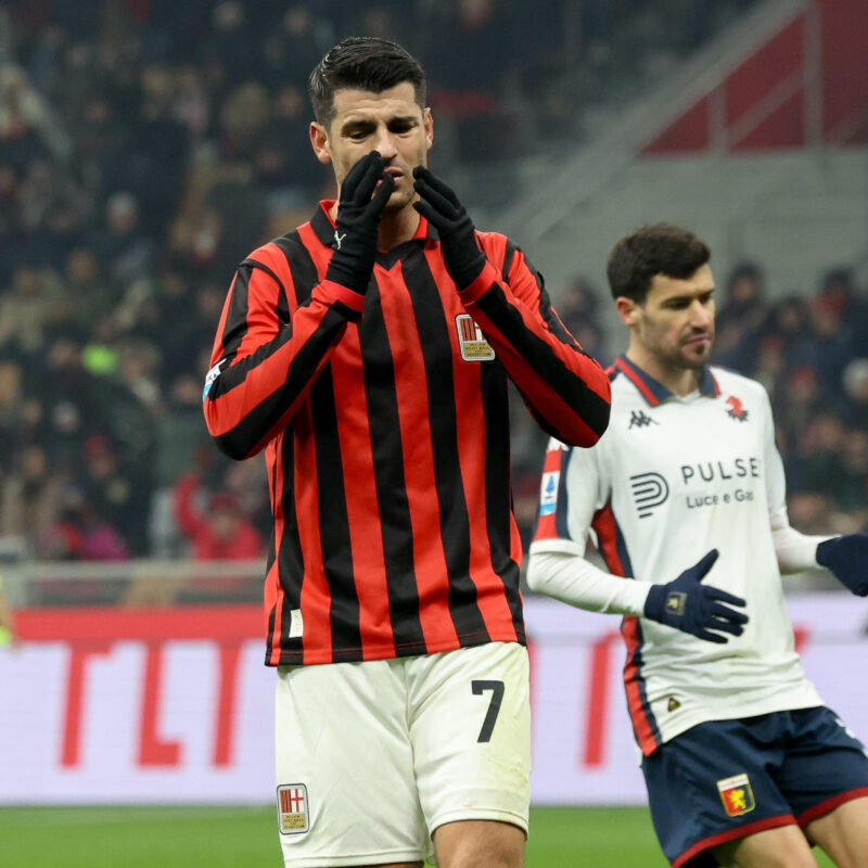 AC Milan's forward Alvaro Morata looks dejected during the Italian Serie A soccer match AC Milan vs CFC Genoa at Giuseppe Meazza Stadium in Milan, Italy, 15 December 2024. ANSA / ROBERTO BREGANI