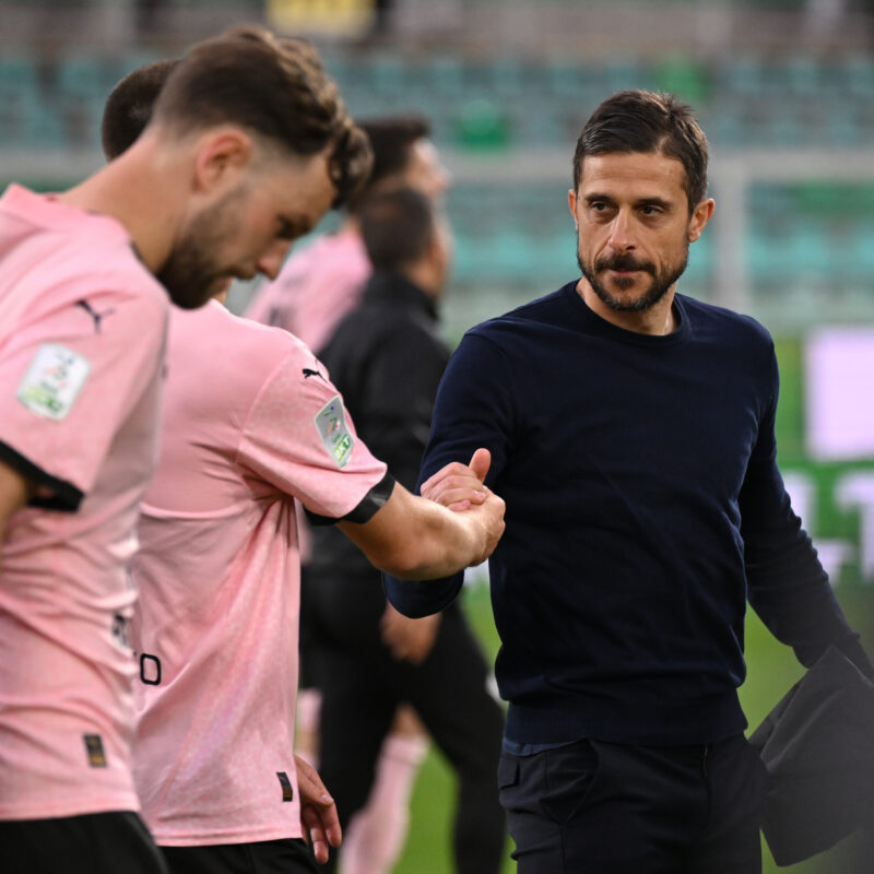 Idzes ferma Brunori Venezia 24/05/2024: durante la partita dei playoff di Serie B Venezia vs Palermo allo Stadio Pier Luigi Penzo di Venezia(Foto Tullio Puglia)