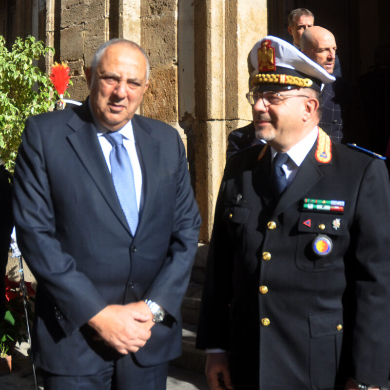 Palermo.Il sindaco Roberto Lagalla e Angelo Colucciello Comandante della Polizia Municipale..Ph.Alessandro Fucarini.