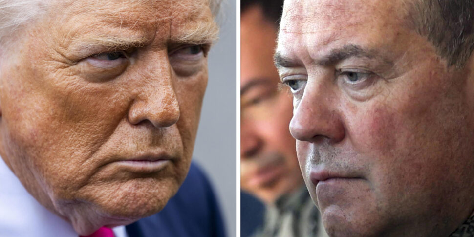 https://assets.gds.it/2025/08/COMBO-Donald-Trump-e-Dmitry-Medvedev-Trump-schiero-2-sottomarini-nucleari-dopo-parole-Medvedev_86661129-970x485.jpg