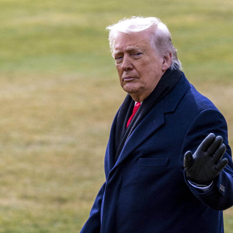 epa12654046 US President Donald J. Trump responds to questions from the news media as he walks to board Marine One on the South Lawn of the White House in Washington, DC, USA, 16 January 2026. President Trump is traveling to Florida for the weekend. EPA/SHAWN THEW