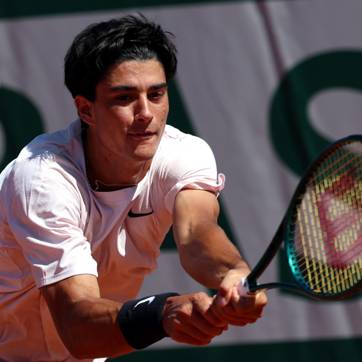 Alexander Blockx of Belgium in action during his men's singles match against Federico Cina' of Italy (not pictured) at the Italian Open tennis tournament in Rome, Italy, 07 May 2026. ANSA/ETTORE FERRARI