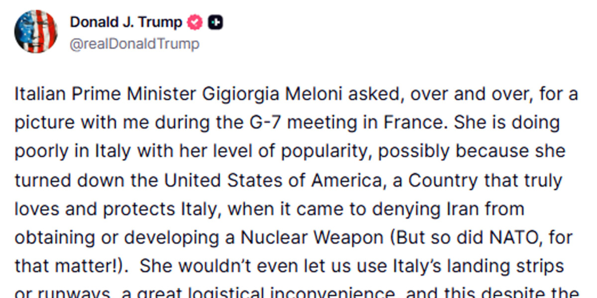 https://assets.gds.it/2026/06/post-di-Trump-sulla-Meloni_93258733-scaled-1200x600-1781963261.jpg
