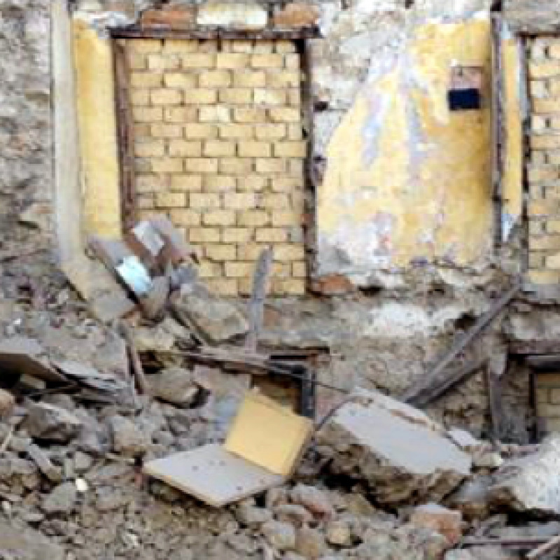 Un'immagine della palazzina crollata alla Vucciria nel 2014 - Archivio